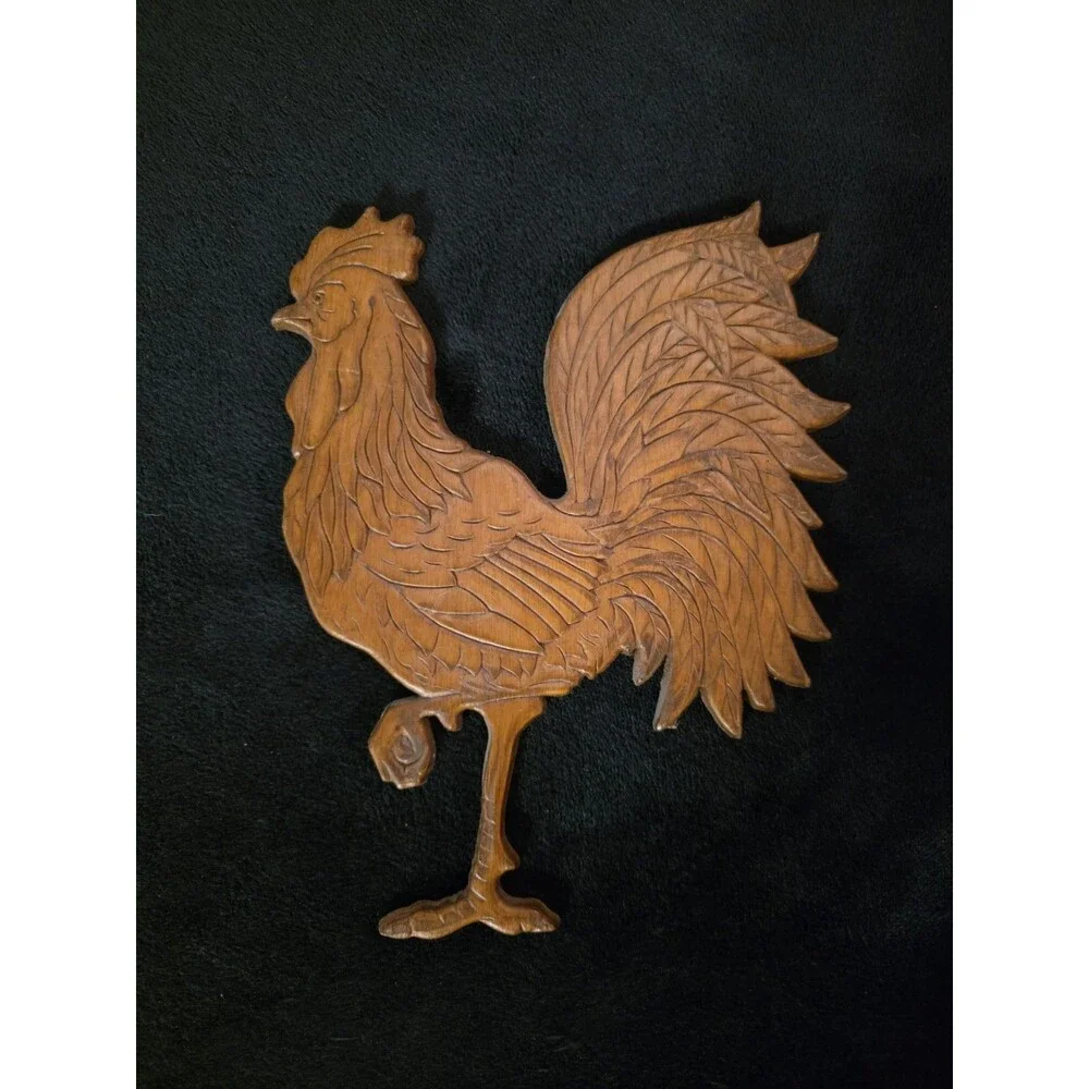 Vintage Wood Hand Carved Rooster 8.5” Tall